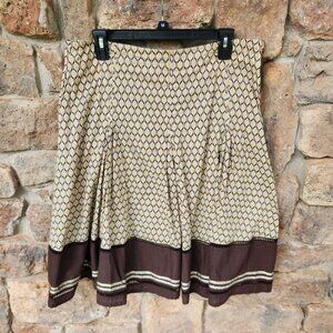 Cato Women's Printed Skirt Size 12 Brown & Beige Geometric Pattern Side Zipper